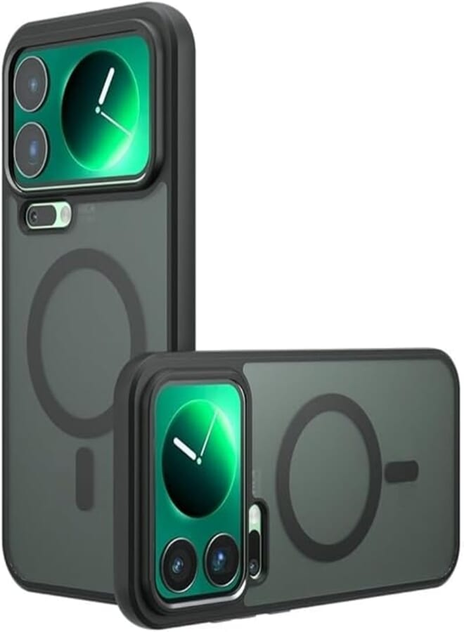 GQ Magnetic Phone Case for Xiaomi 17 Pro Max| Mag-Safe Compatible | N52 Magnetic Core with 38 Magnetic Points | Shockproof TPU Bezel + PC Back | Translucent Matte Black